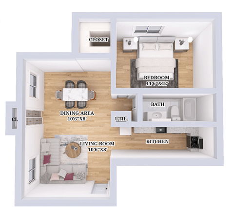 1 Bedroom Floor Plan at Crossings of Kenton, Kentucky